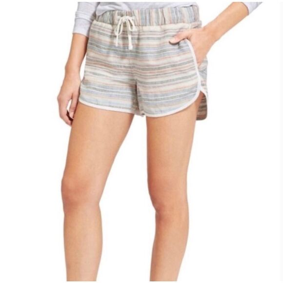 Athleta Stripe Linen Jacquard Sandbar Shortie Shorts - Picture 1 of 6
